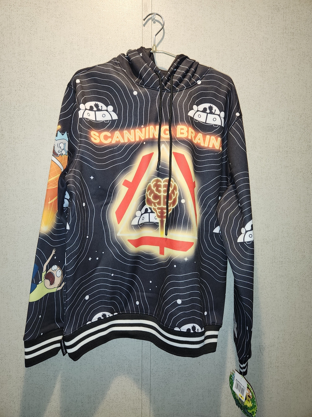 Members Only Black Graphic Rick And Morty Hoodie with Multicolor Accents